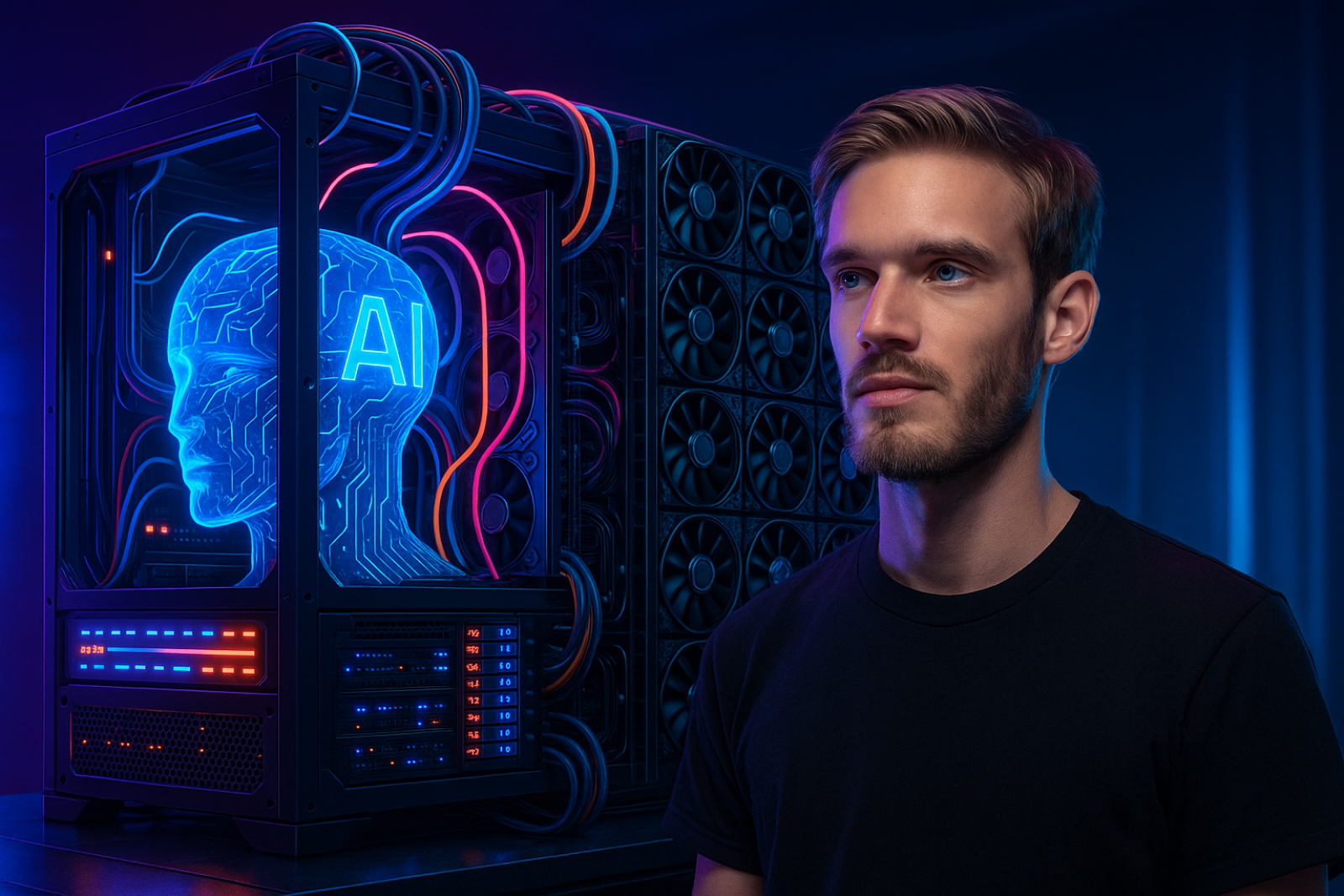 Image for PewDiePie Unveils 10-GPU Powered Local AI System with 'Rebellious' Chatbot Council