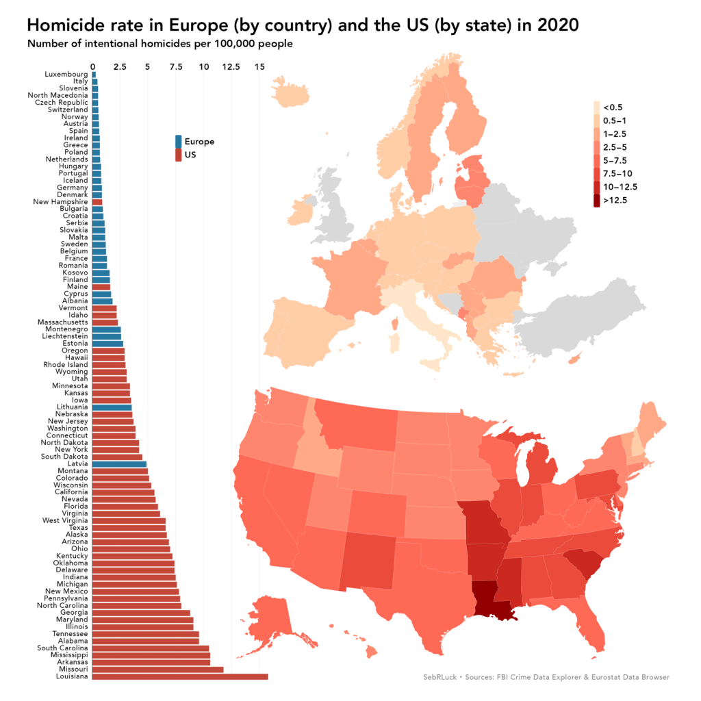 Image for Maine's 4.09 Homicides Per 100,000 Surpass Major European Nations