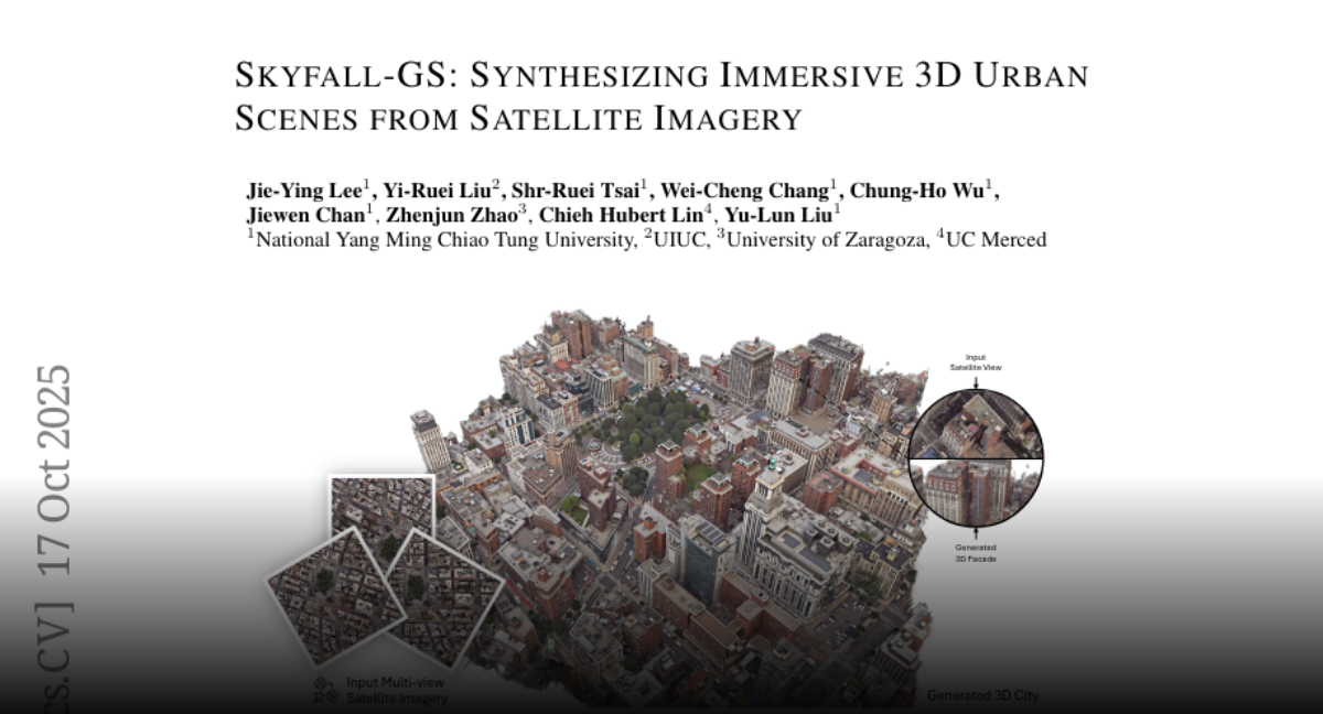Image for Skyfall-GS Breakthrough: New AI Method Generates 3D Cities from Satellite Photos, Outperforming Traditional Photogrammetry by 97%