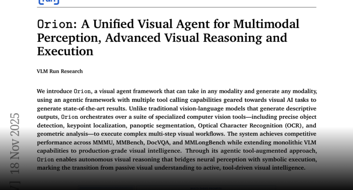 Image for VLMrun's Orion Visual Agent Orchestrates Specialized AI, Unifying Multi-modal Capabilities