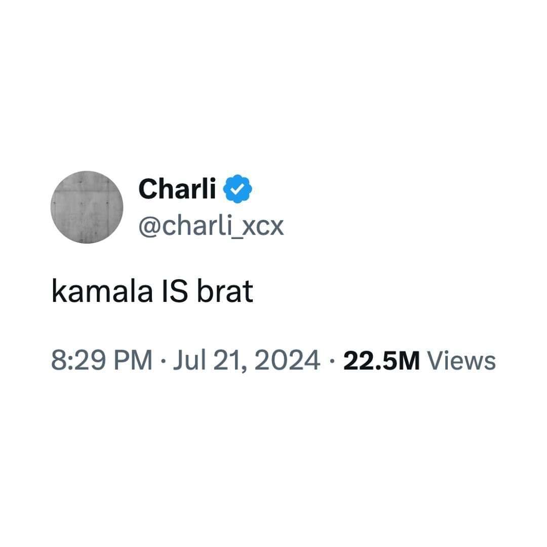 Image for Kamala Harris Details Learning of Charli XCX's Viral 'kamala IS brat' Tweet, Campaign Embraces Youth Trend
