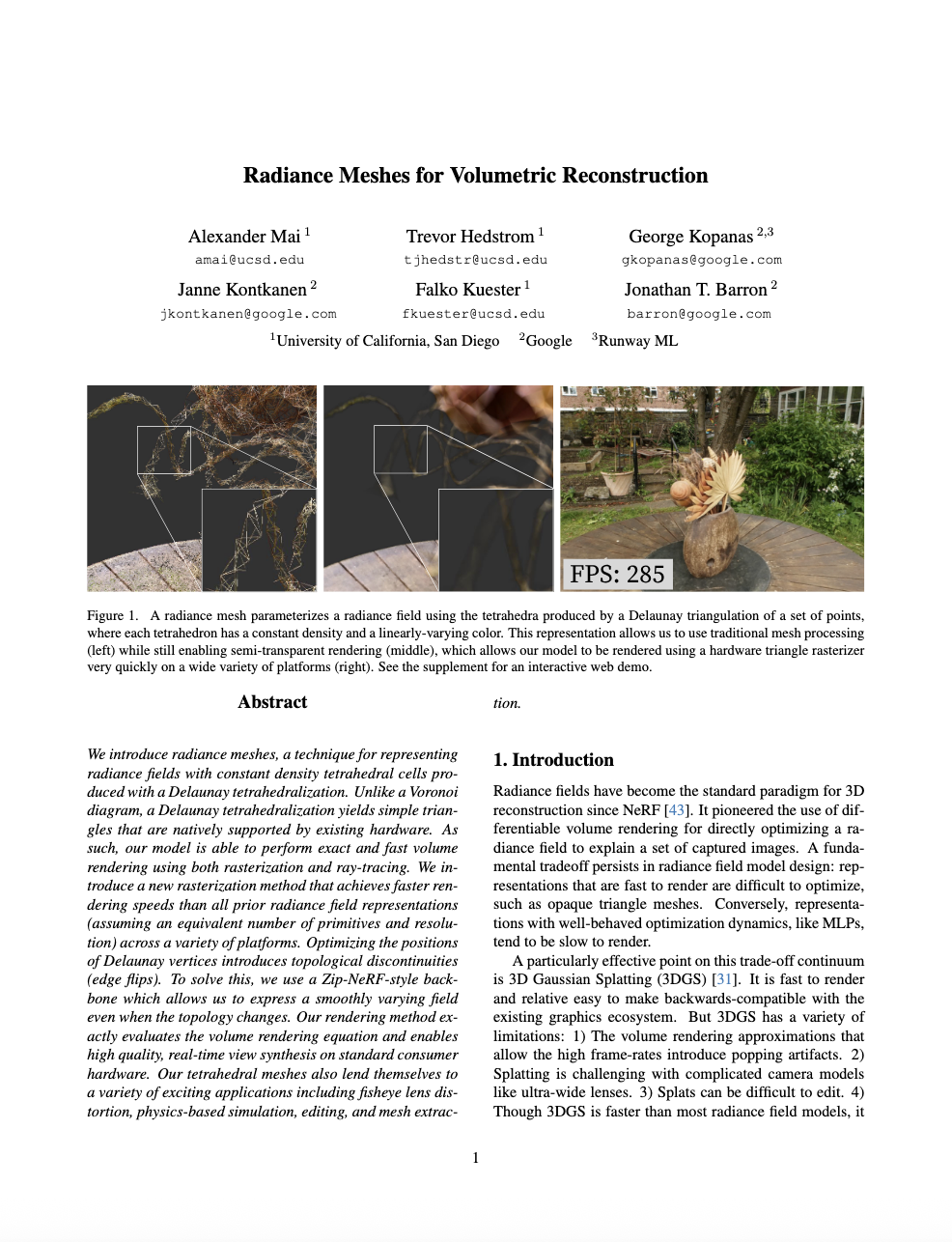 Image for Radiance Meshes Unveiled by Google and UCSD, Claiming Faster Rendering and Watertight Geometry