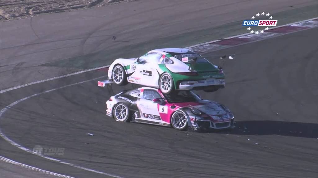 Image for Porsche Carrera Cup Sees Unprecedented Double-Decker Crash, Driver Sustains Fractured Vertebrae