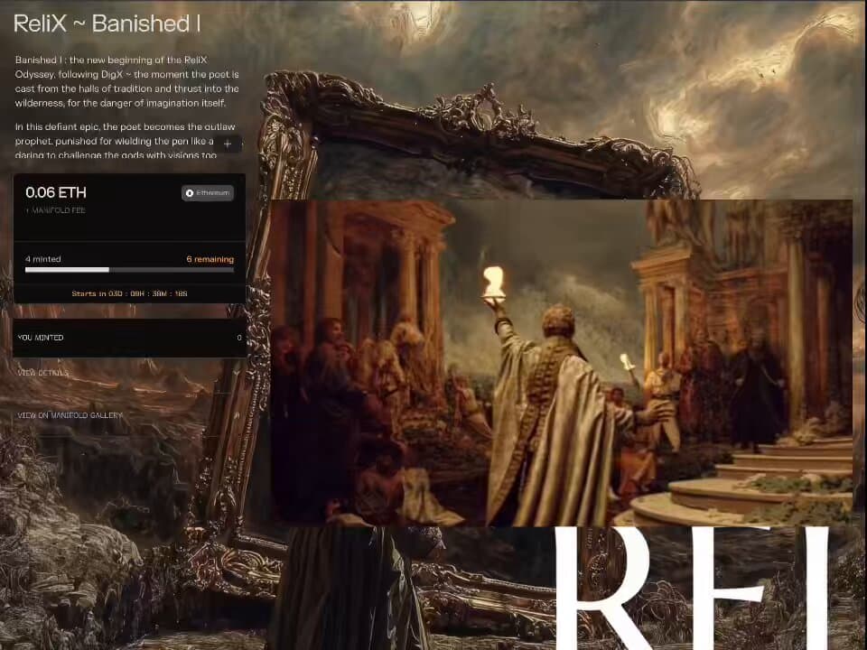 Image for Laurence Fuller's 'ReliX: Banished' Triptych Set for July 16 Manifold.xyz Drop