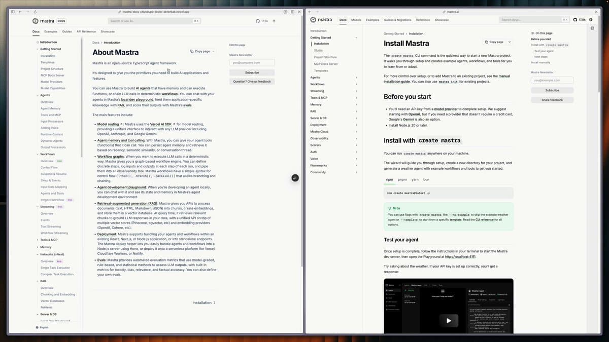 Image for Mastra Completes Major Documentation Overhaul, Integrating Docusaurus and Kapa AI