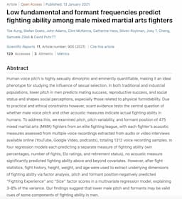Study Links Lower Voice Pitch to Increased Fighting Experience and Size in MMA Fighters