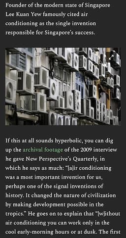 Air Conditioning: Lee Kuan Yew's 'Signal Invention' for Tropical Development and Efficiency