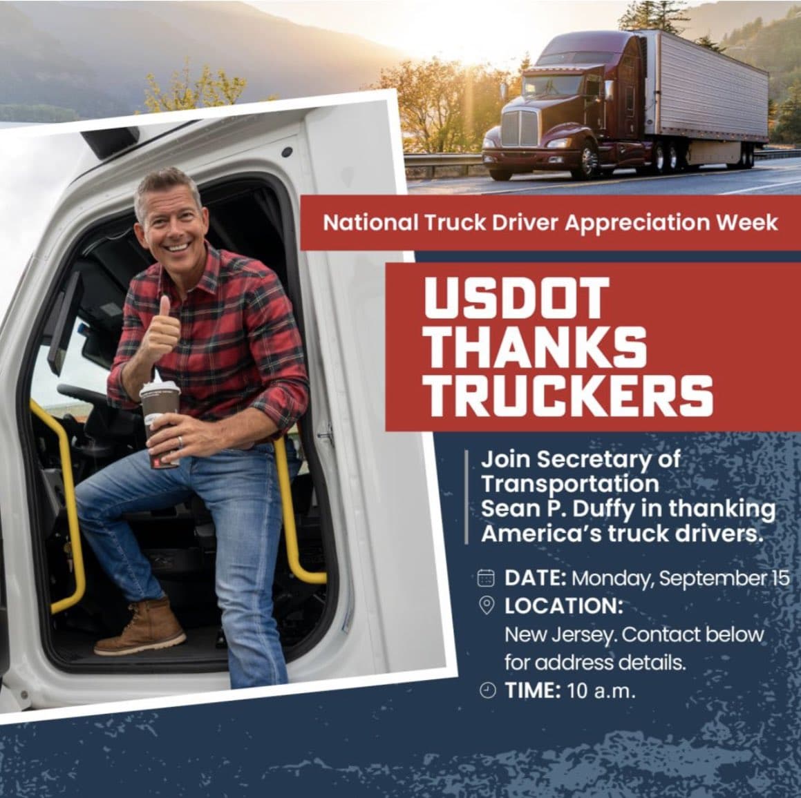 Image for Secretary Sean Duffy to Host Trucker Appreciation Event, Highlighting Industry's Economic Role