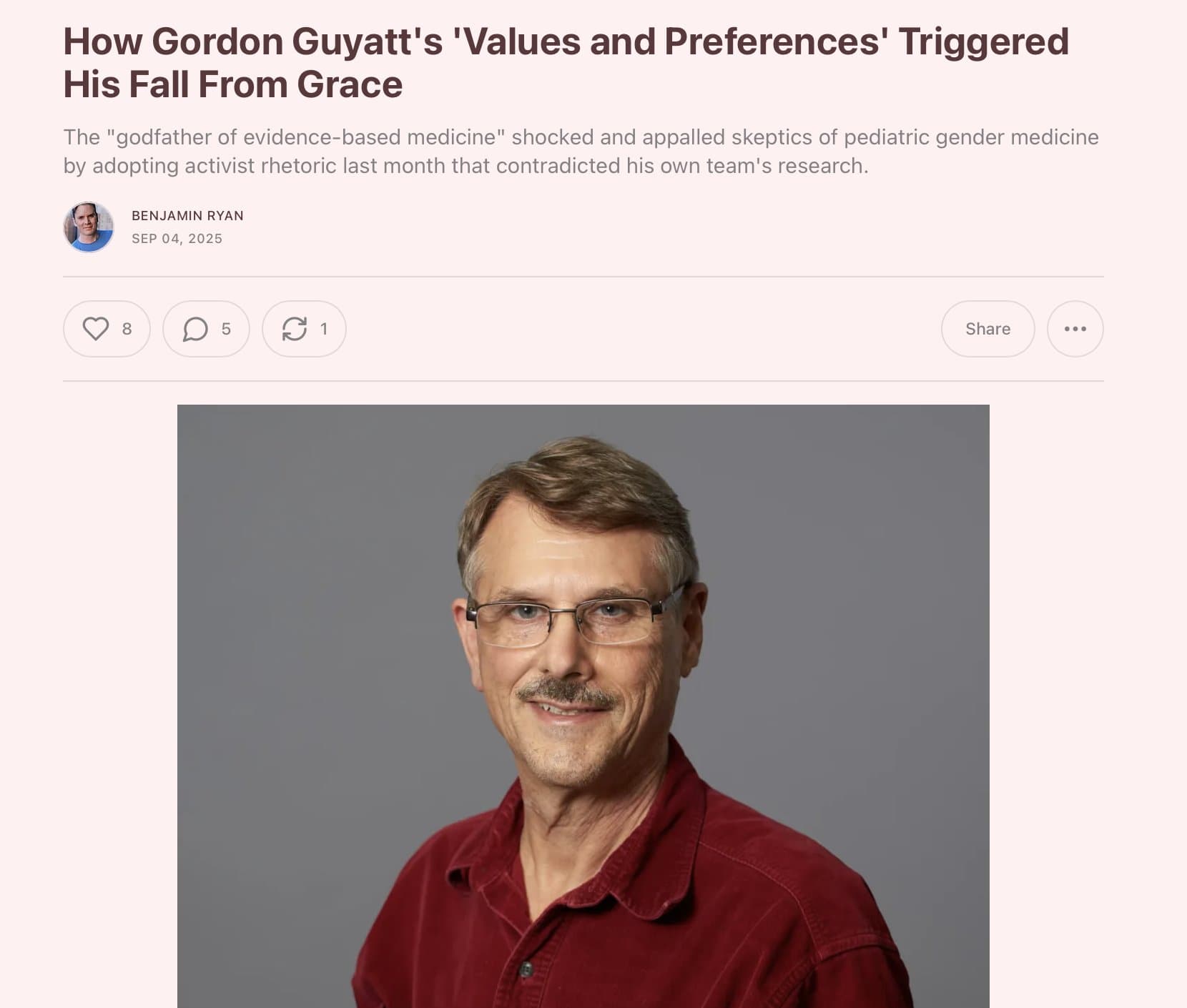Image for Leading EBM Authority Gordon Guyatt Faces Scrutiny Over Pediatric Gender Medicine Stance