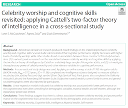 Study Links Celebrity Worship to Lower Cognitive Abilities in 1,763 Adults