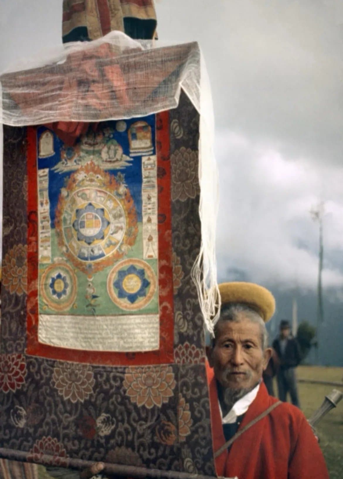 Image for Elderly Ngari Resident Carries Sidpaho Banner, Highlighting Enduring Tibetan Cultural Traditions