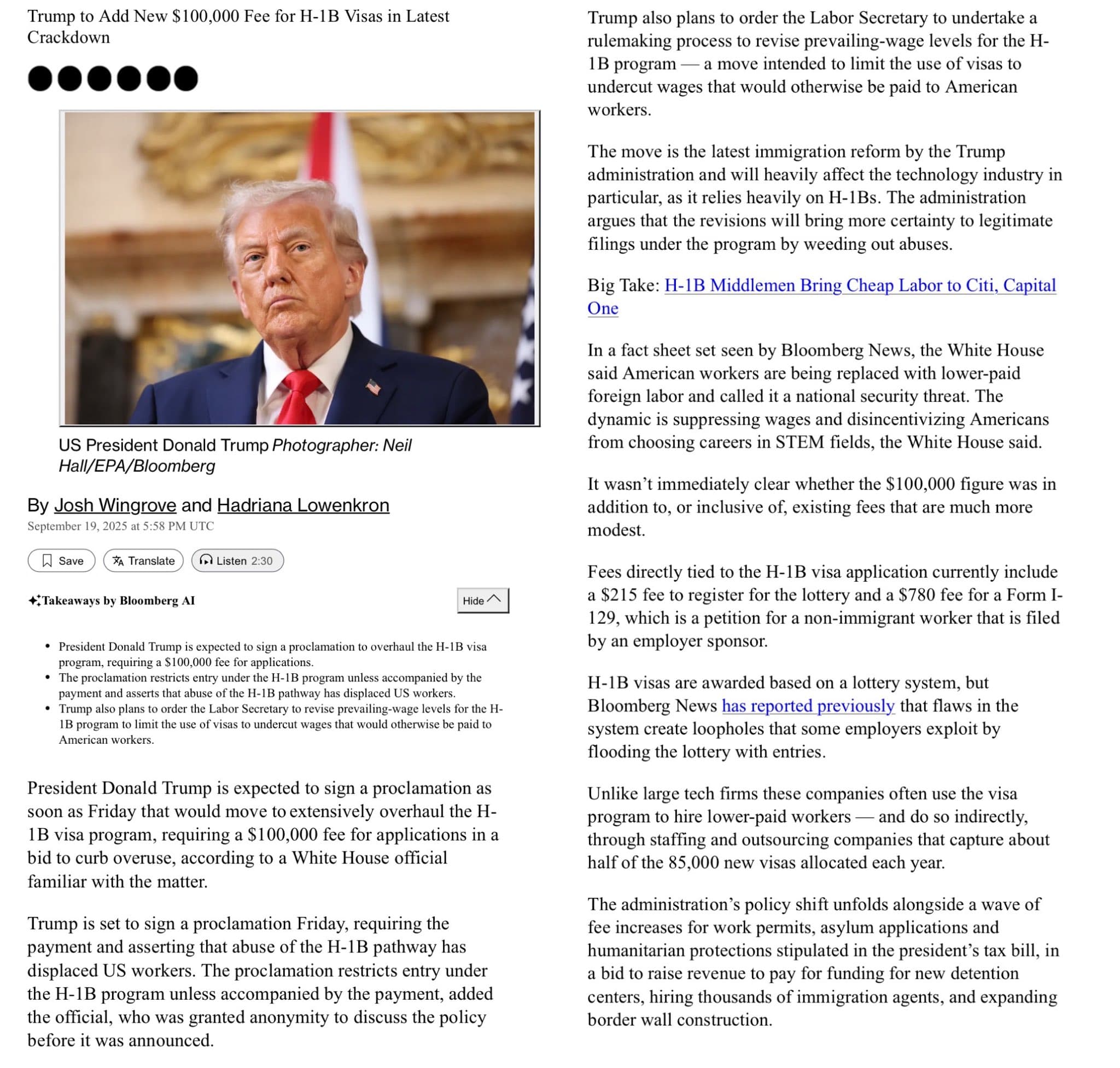 Image for Fact Check: Social Media Claim of $100,000 H-1B Visa Fee by Trump Debunked