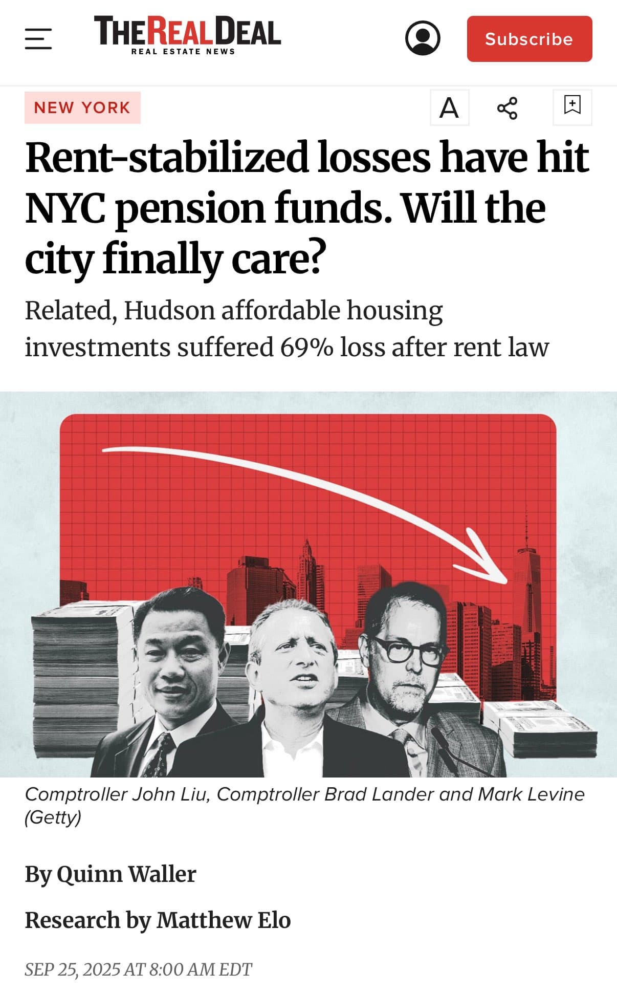 Image for NYC Pension Fund's Rent-Stabilized Investments Plunge by 69%, Marking Over $360 Million Loss