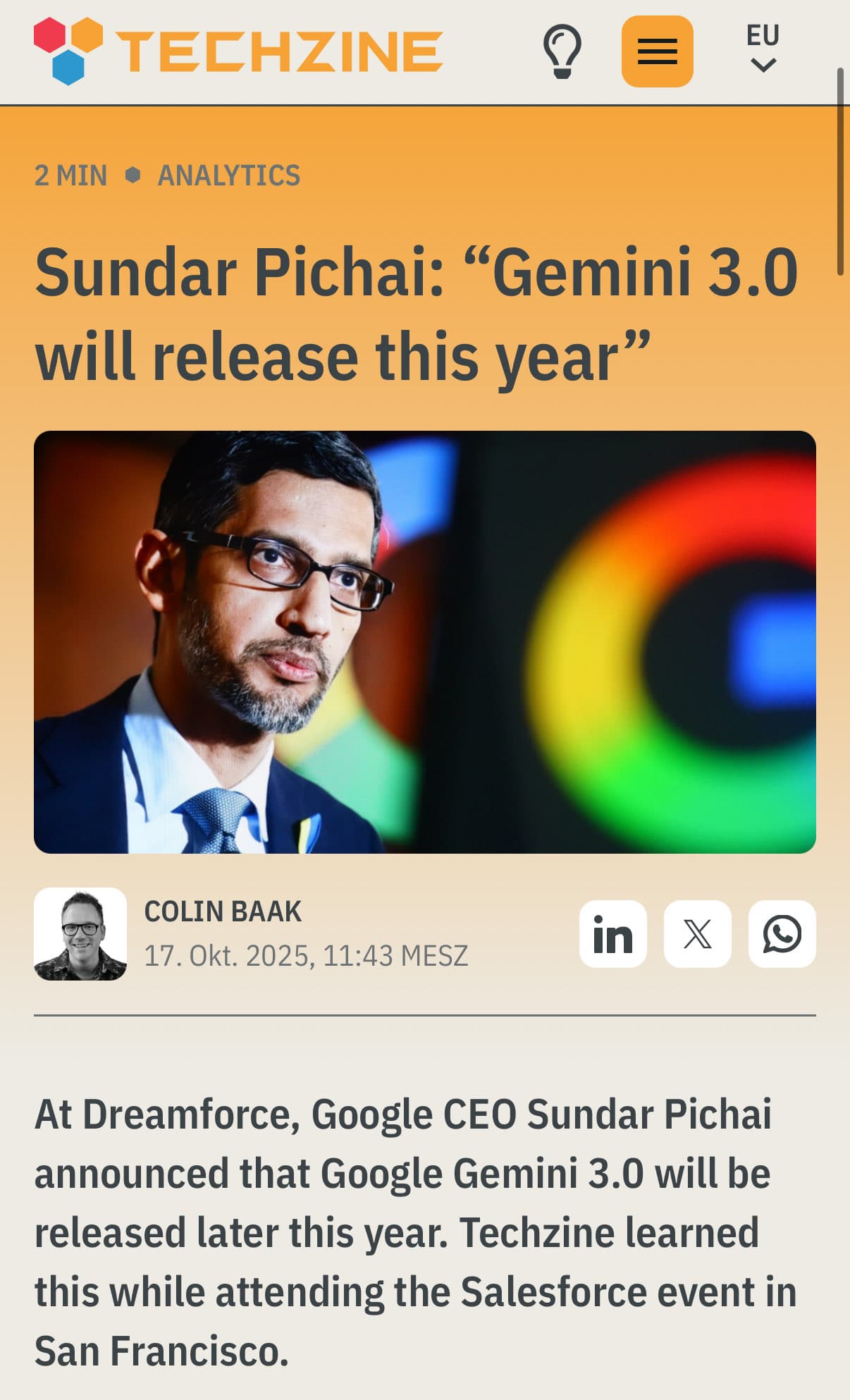 Image for Google CEO Predicts "Really Intelligent Agents" with Gemini 3.0 by 2026