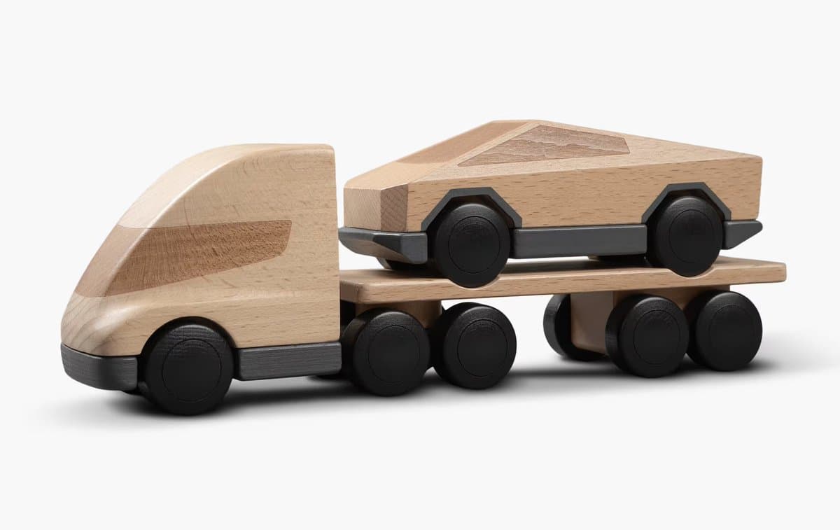 Image for Tesla Launches $60 Wooden Cybertruck and Semi Playset, Targeting Collectors and Enthusiasts