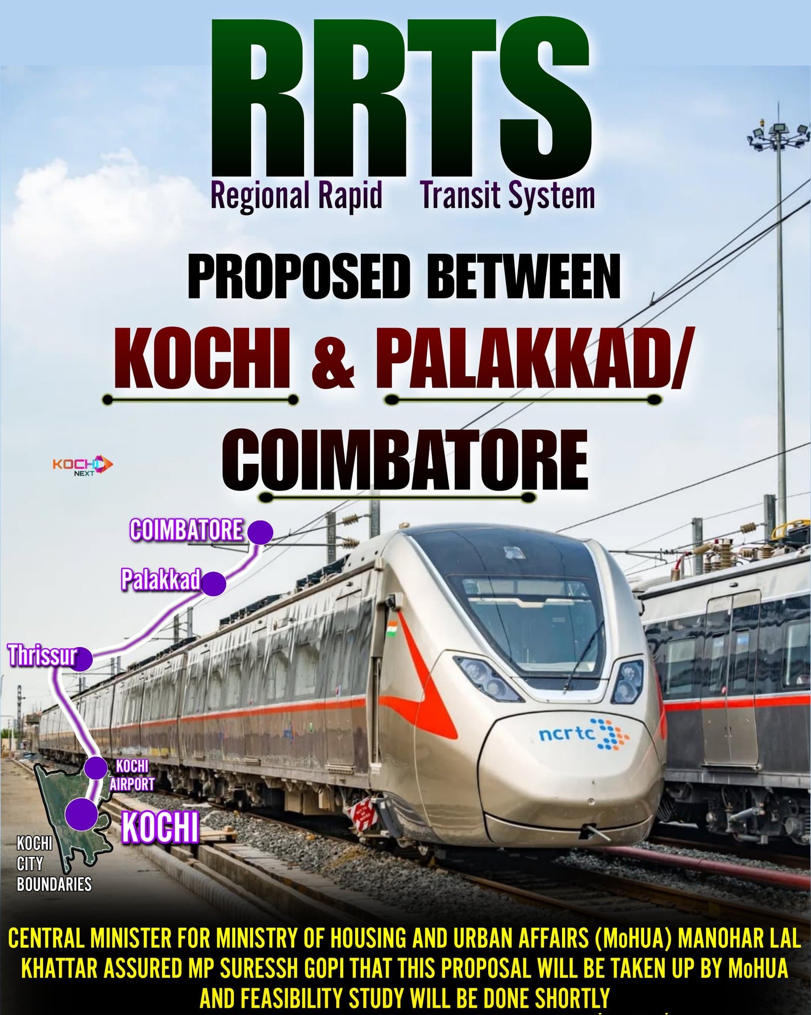 Image for Tamil Nadu Advances 185 km Coimbatore-Salem RRTS Study as Kochi-Coimbatore Link Gains Support