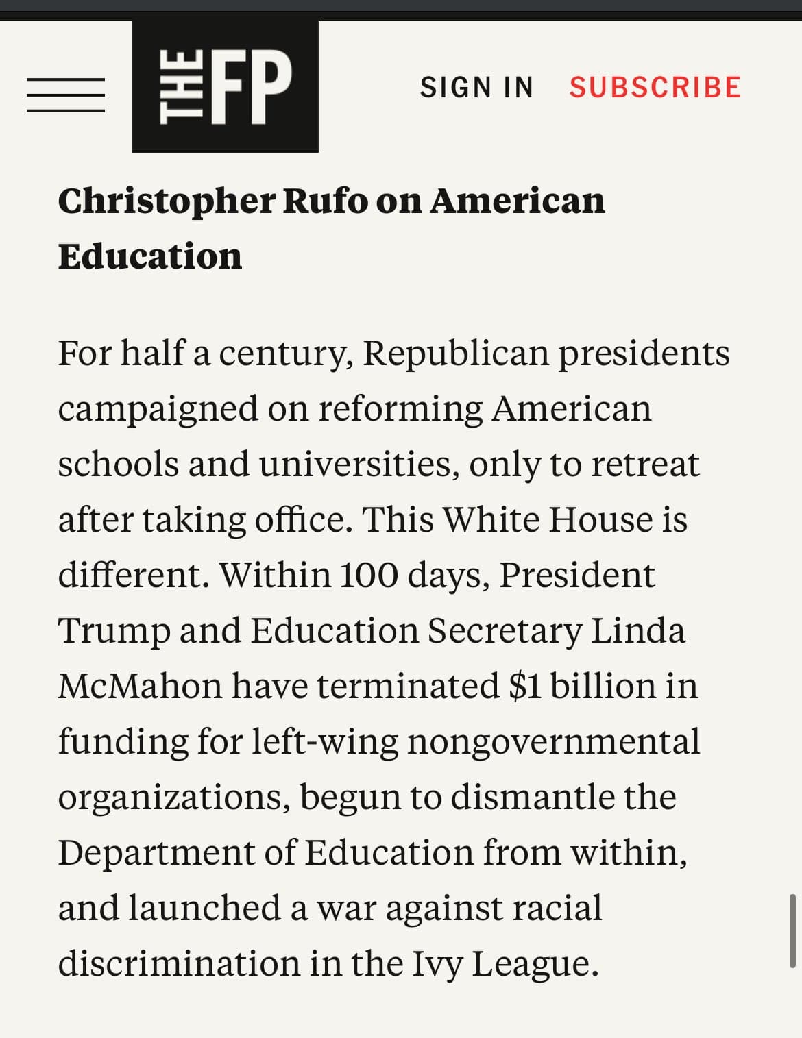 Image for Secretary McMahon Endorses "Manhattan Statement" for Higher Education Reform, Citing Taxpayer Investment