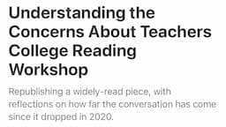 Education Expert Karen Vaites Highlights Enduring Criticisms of Teachers College Reading Workshop