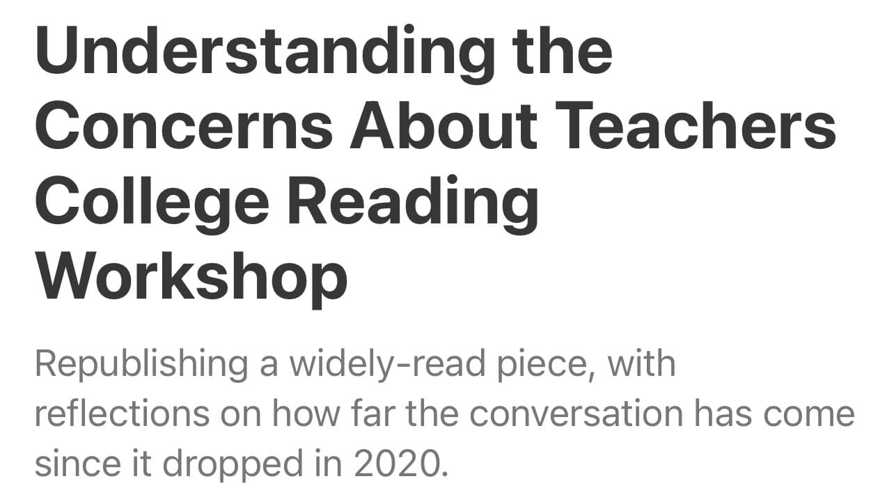 Image for Education Expert Karen Vaites Highlights Enduring Criticisms of Teachers College Reading Workshop