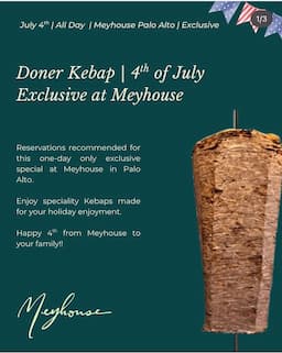 Meyhouse Palo Alto to Feature Authentic Leaf Doner for July 4th Celebrations