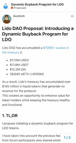 Lido DAO's $145 Million Treasury Fuels Debate Over Proposed 70% LDO Buyback