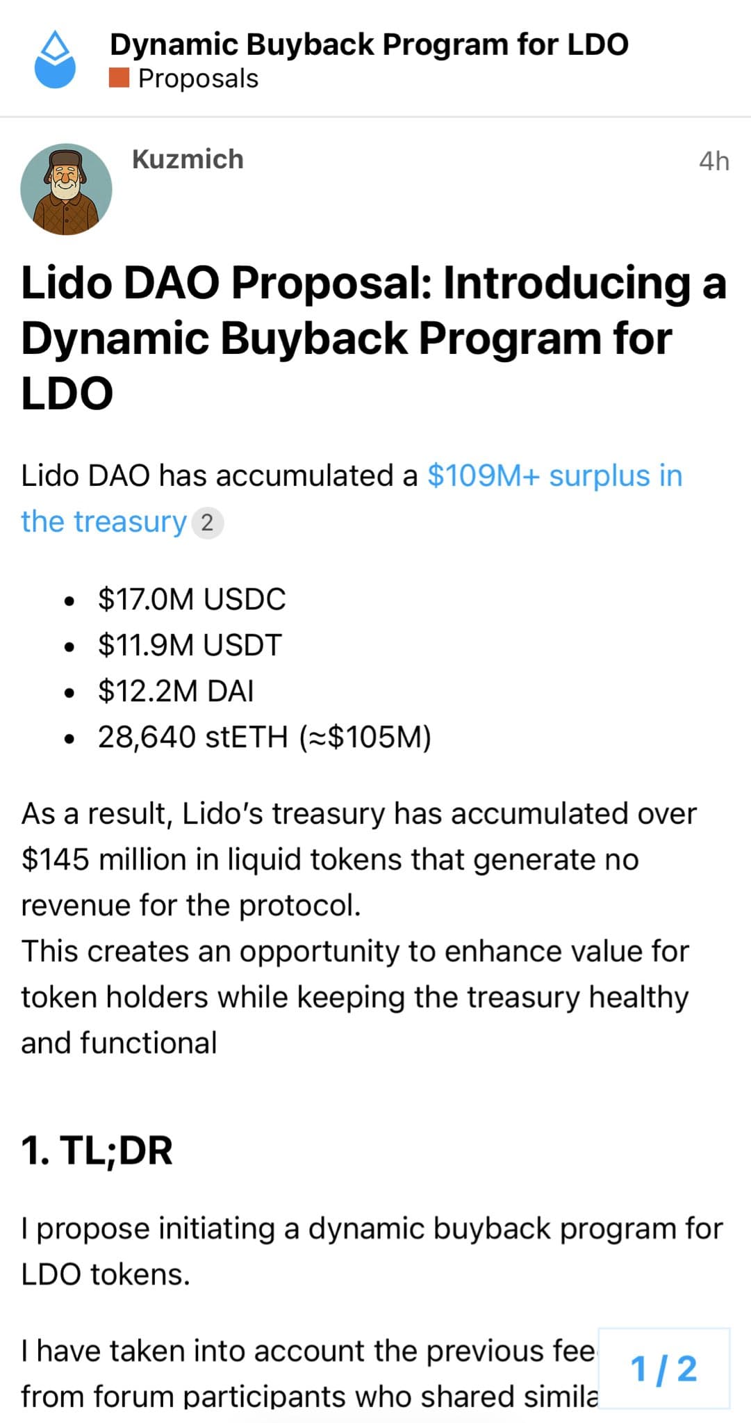 Image for Lido DAO's $145 Million Treasury Fuels Debate Over Proposed 70% LDO Buyback