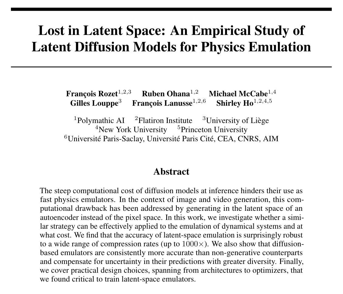 Image for Latent Diffusion Models Demonstrate 1000x Compression Robustness, Revolutionizing Physics Emulation Speed