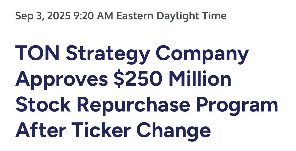 Image for TON Strategy Co. Unveils $250 Million Stock Repurchase Program Following Rebranding