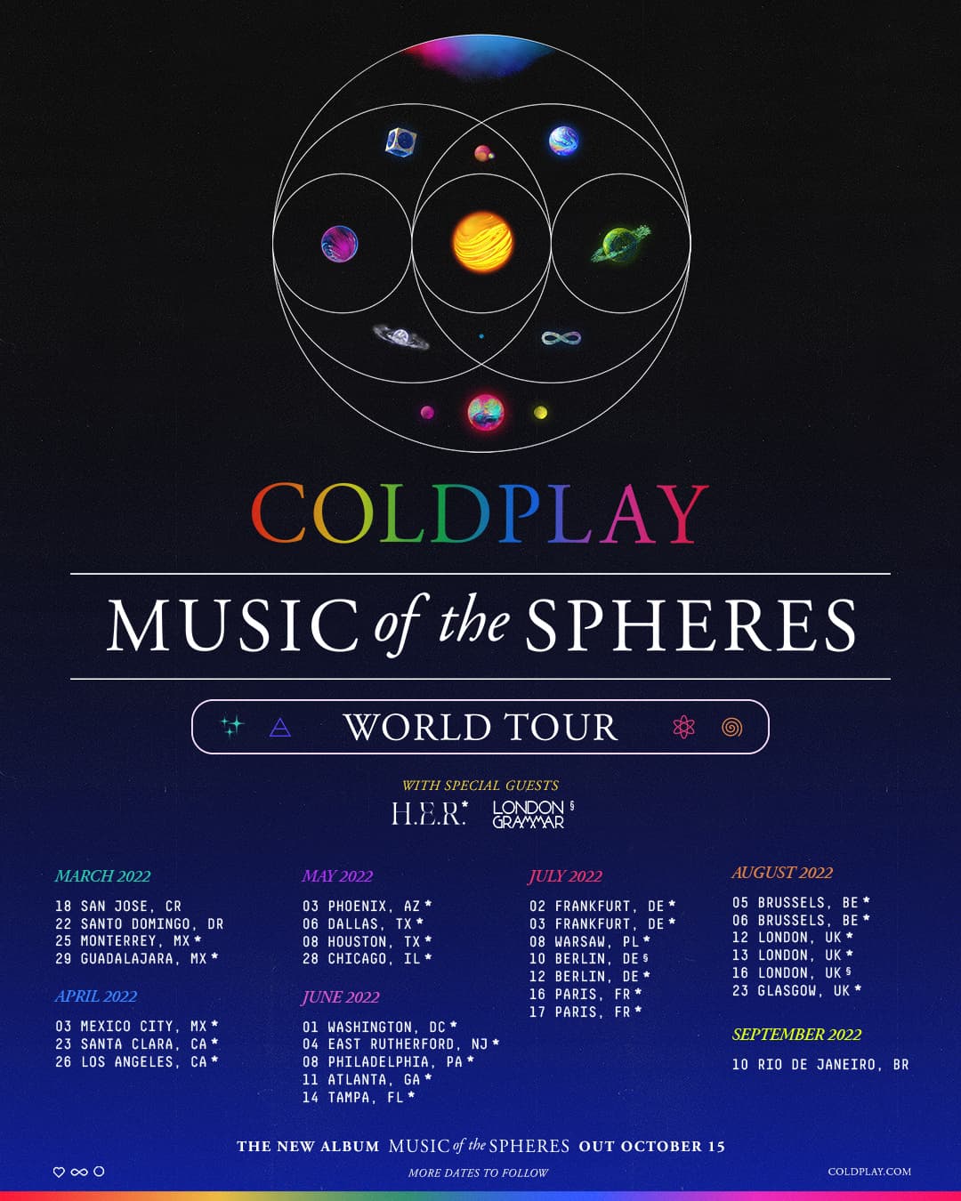 Image for Coldplay's 'Moon Music' Tracks 'feelslikeimfallinginlove' and 'We Pray' Spark Fan Enthusiasm on North American Tour
