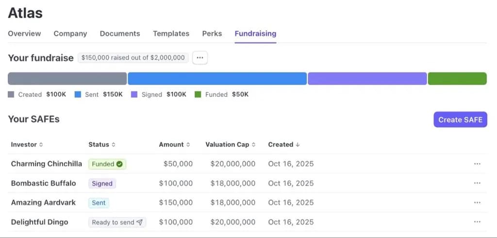 Image for Stripe Atlas Streamlines Startup Fundraising with Direct SAFE Issuance