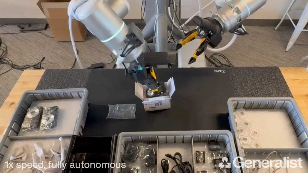 Image for Generalist AI's GEN-0 Robotics Model, Featuring 10 Billion Parameters, Demonstrates Real-Time 'Learning by Watching'