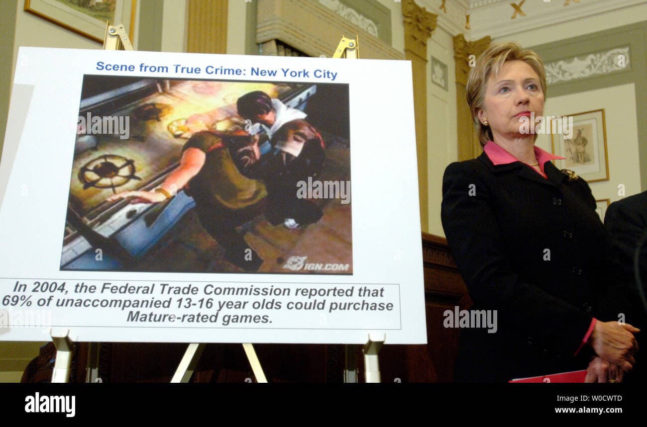 Image for Clinton Doubled Down on 2005 Claim: Violent Video Games Akin to Smoking and Lung Cancer