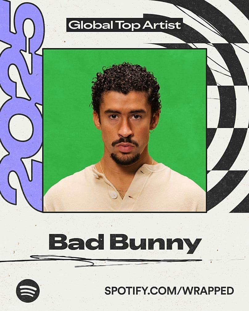 Image for Bad Bunny Crowned Spotify's Most-Streamed Global Artist for 2025, Marking Historic Fourth Consecutive Win