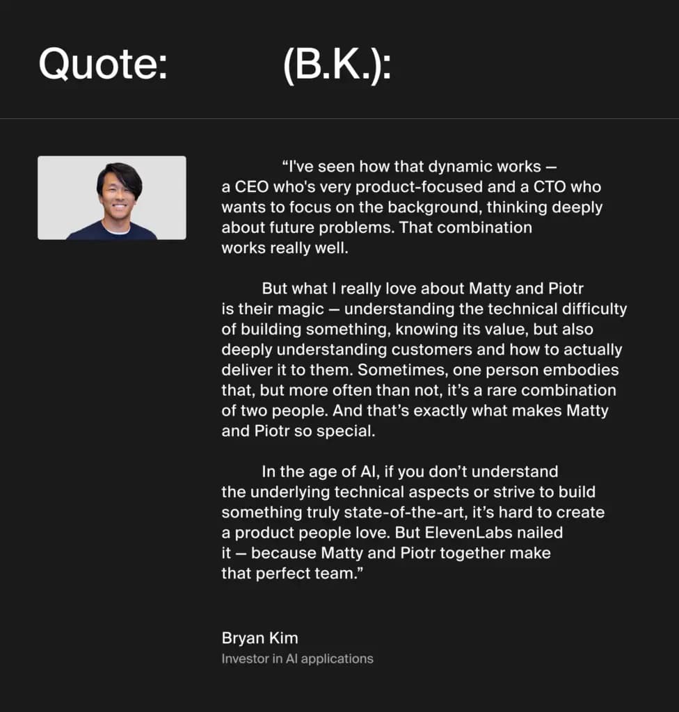 Image for Bryan Kim, A16z Partner, Showcases ElevenLabs AI Voice Amidst Company's $6.6 Billion Valuation