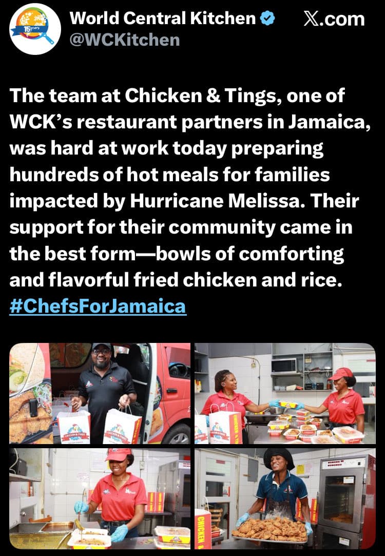 Image for Thousands of Hot Meals Distributed in Kingston Amid Hurricane Melissa Aftermath
