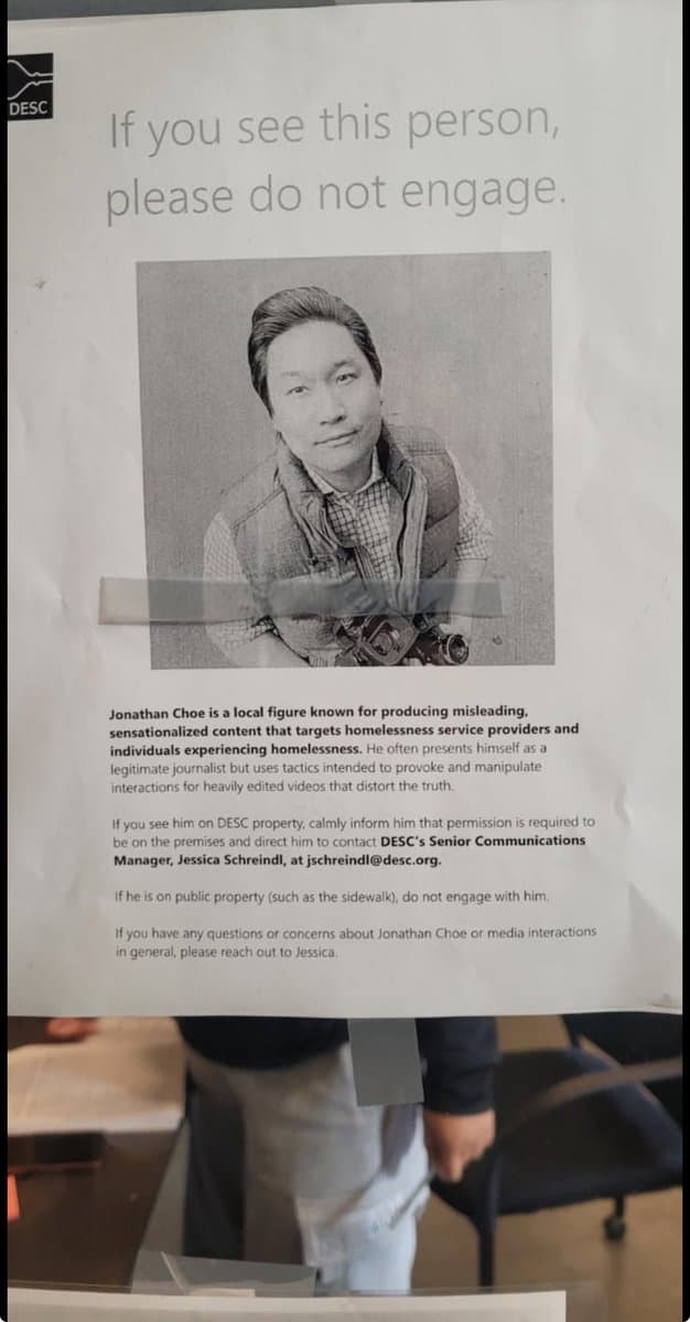 Image for Journalist Jonathan Choe Banned from DESC Facilities Following Critical Reports on Drug-Related Incidents