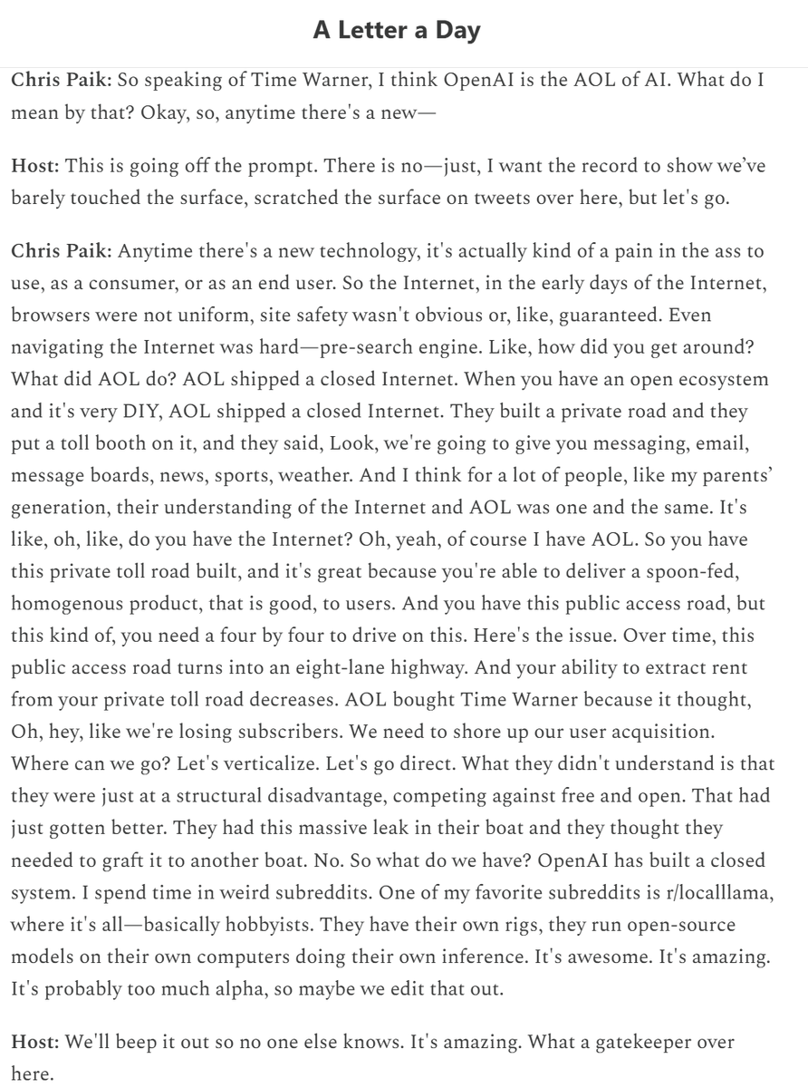 Image for Venture Capitalist Chris Paik Compares OpenAI's Closed System to AOL's Strategy