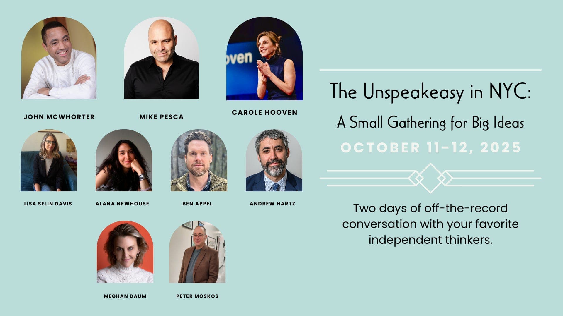 Image for Meghan Daum's Unspeakeasy Retreat to Host Five Independent Thinkers, Including Carole Hooven, in October 2025