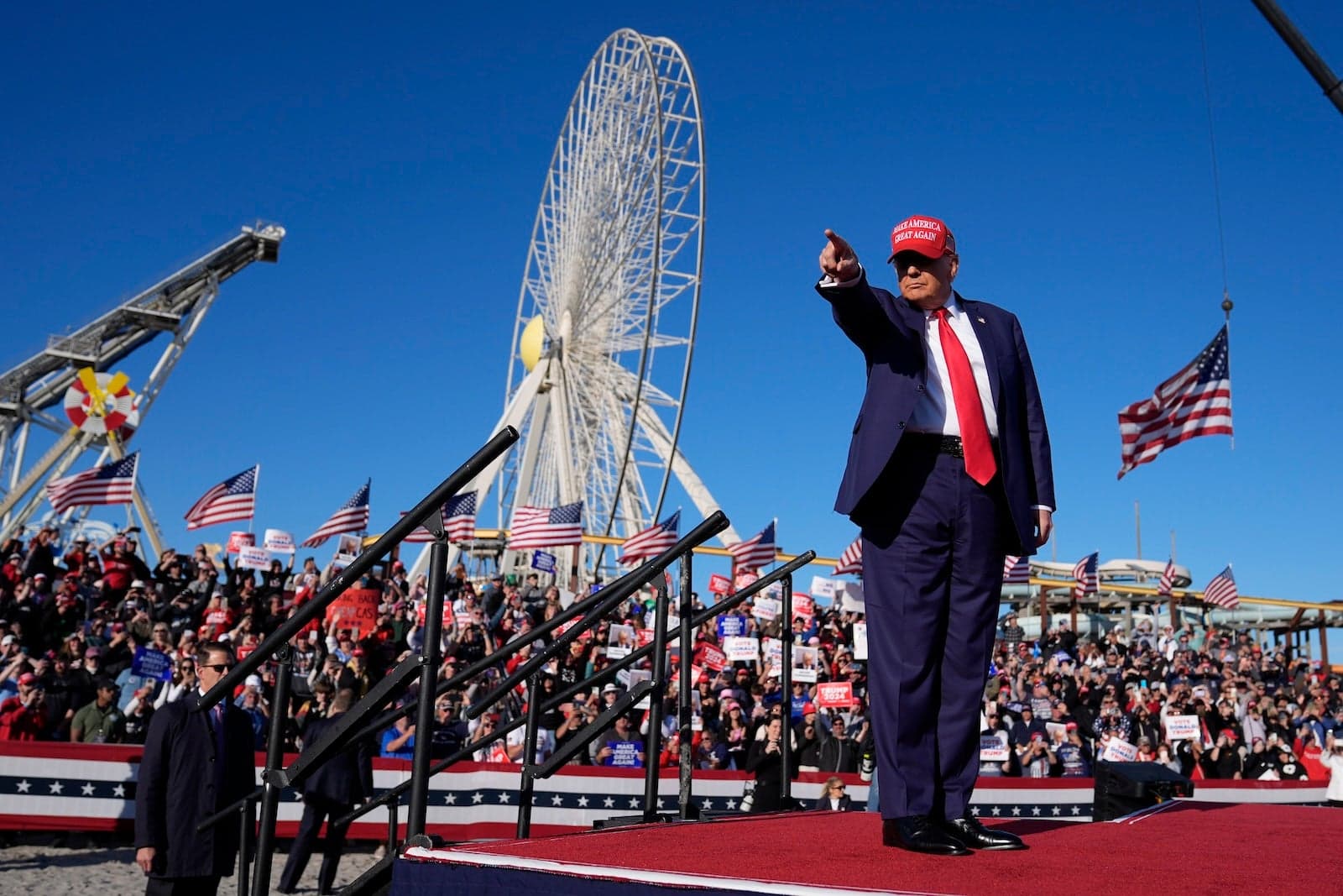 Image for Trump Jests About 'Shakes' and Media Scrutiny During Asia Flight Recollection at New Jersey Rally
