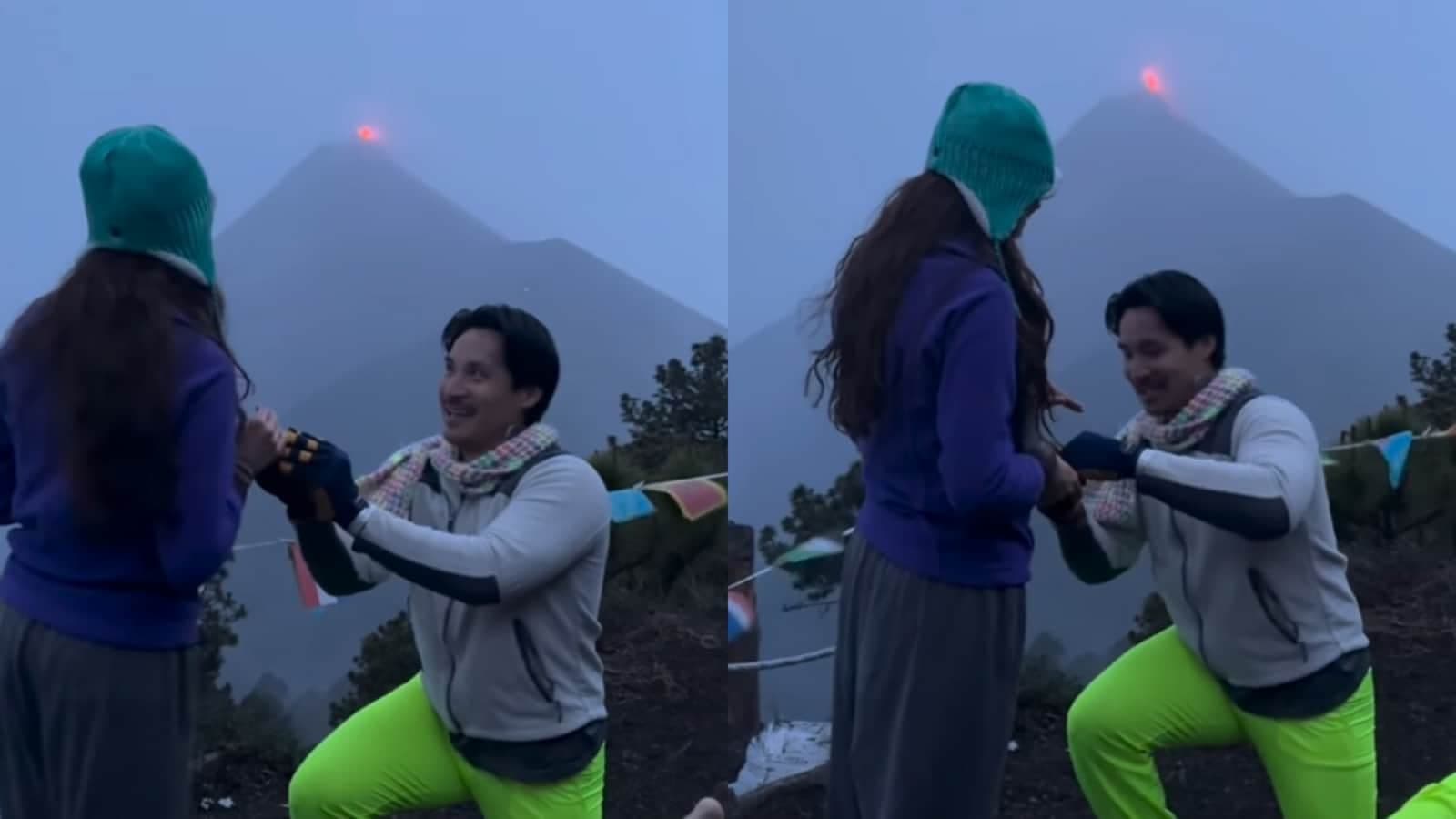 Image for Volcano Eruption Coincides with Marriage Proposal, Video Goes Viral with 1.5 Million Views